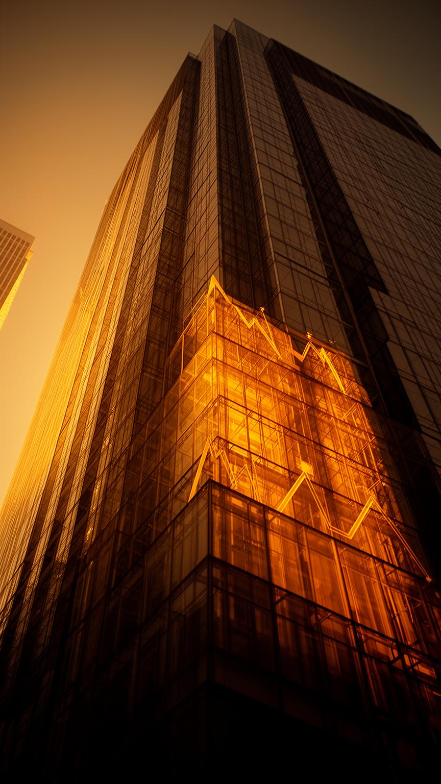 Modern skyscraper at golden hour